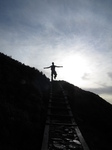 SX20978 Silhouette Wouko jumping, Moel Arthur hillfort.jpg